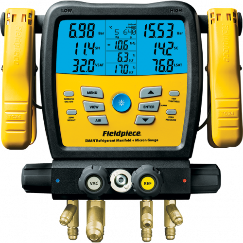 Fieldpiece SM480VINT 4-Port Digital Wireless Manifold Vac with Clamps